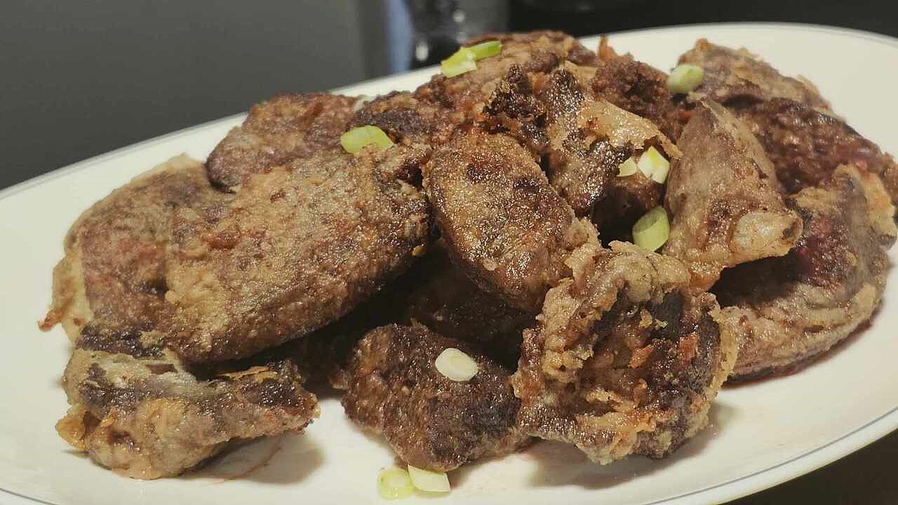 Крехък свински дроб на тиган