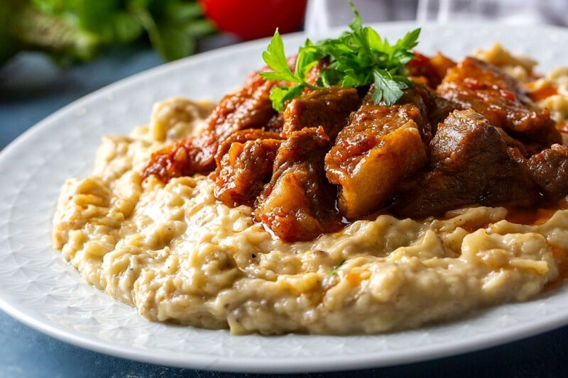 Сотирано свинско с патладжан